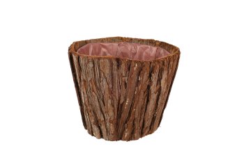 bark planter w/moss,round,13x11cm