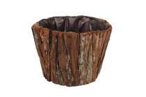 bark planter,round,12x16cm