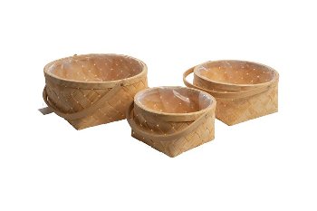 wooden splint planter basket w handle