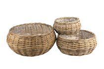 kubu rattan basket w handles, round