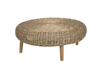 kubu rattan table, flat, round