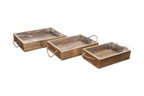 Holz-Tablett mit Jutehenkeln