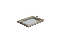 wood/zink tray with handles