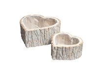 wood stripe heart planter