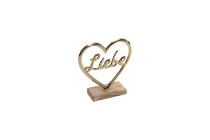 Aluminium heart on mangowood base