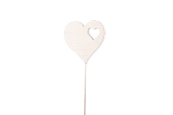 wooden heart with heart on stick