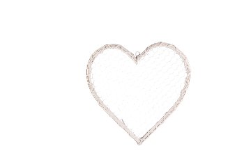 white wire with woodchip weaved in heart shap
