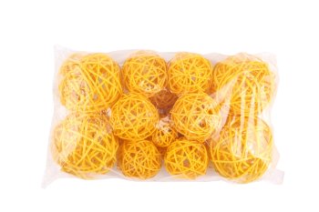 rattan balls,20pcs,yellow,7,5+5+3cm