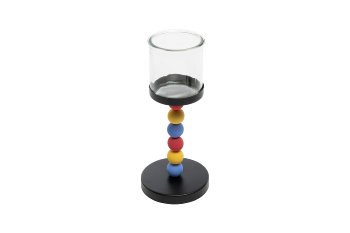 metal/woodpearl tapered candleholder