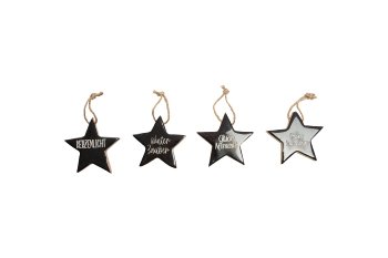 Mangoholz-Stern mit Glitzerschrift