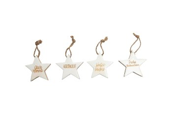 Mangoholz-Stern mit Glitzerschrift
