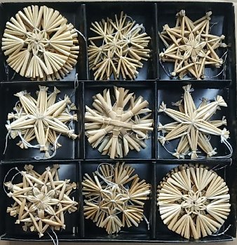 straw stars, 27pcs/box, assort.