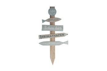 Holz-Stecker, Wegweiser , "Moin"