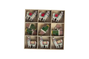 wooden alpaca/cactuses