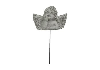 concrete angel head on stick