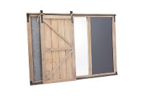 wooden wall w blackboard and mirror