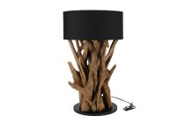 Teakholz-Lampe mit schwarzem Schirm