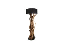 Teakholz-Lampe mit schwarzem Schirm