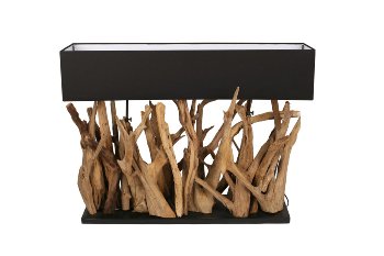 teakwood lamp whith black shade