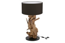 Teakholz-Lampe mit schwarzem Schirm