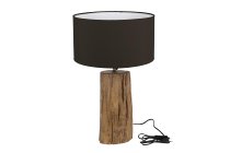 Teakholz-Lampe mit schwarzem Schirm