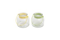 glass-lantern w/metal handle