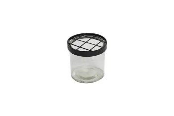 glass vase w/ metal-grid top