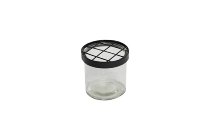 glass vase w/ metal-grid top