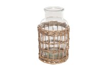 glass vase in willow basket