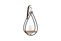 wooden/metal rack with glass bottle