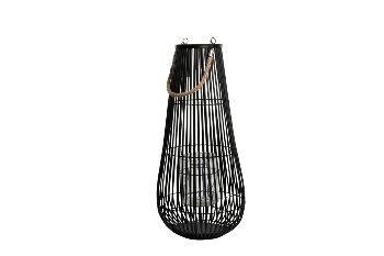 wood stripe lantern w glass